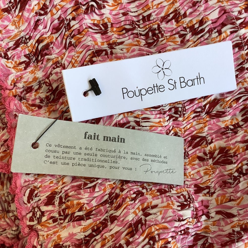 Poupette St Barth Soledad On/Off-The-Shoulder Smocked Midi-Dress Pink Size Large - Picture 7 of 16